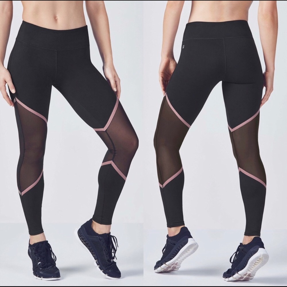 Fabletics Mesh Powerhold Reflective Leggings Pink